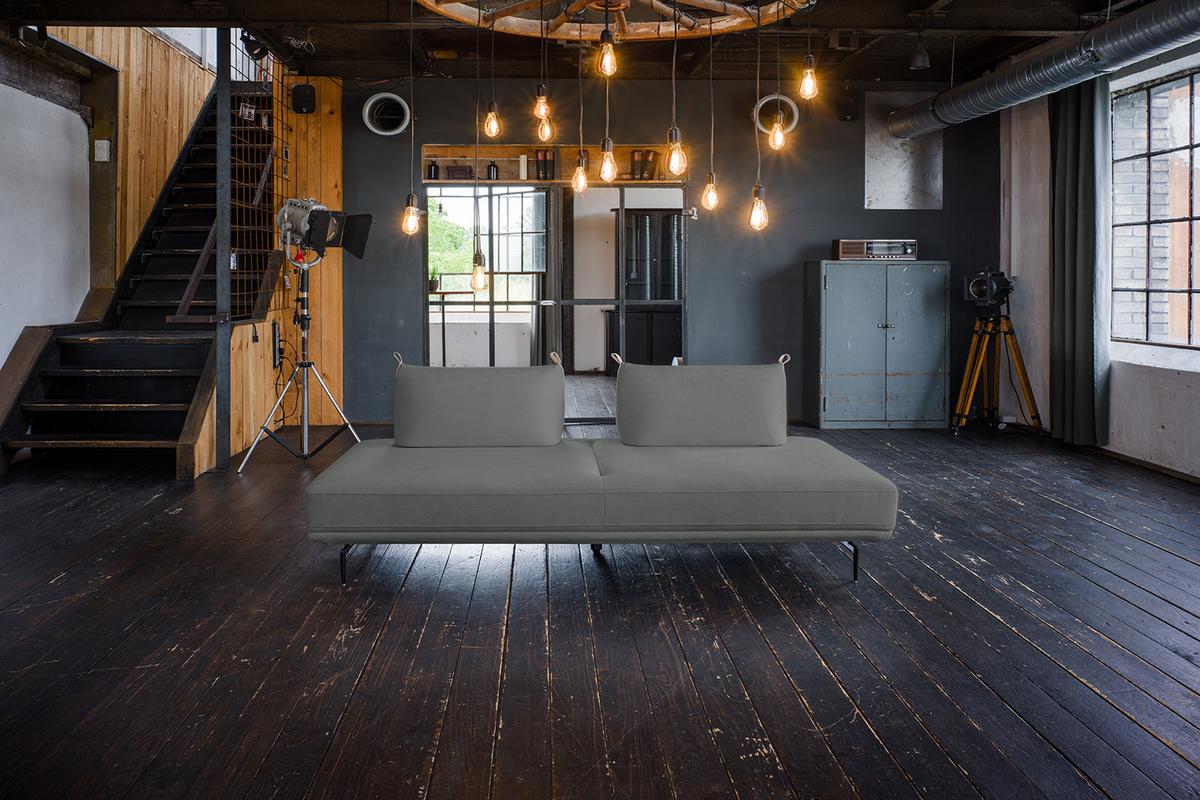 SCHLAFSOFA CANE Taupe Webstoff - Taupe/Schwarz, Textil/Metall (210/80/100cm) - KAWOLA