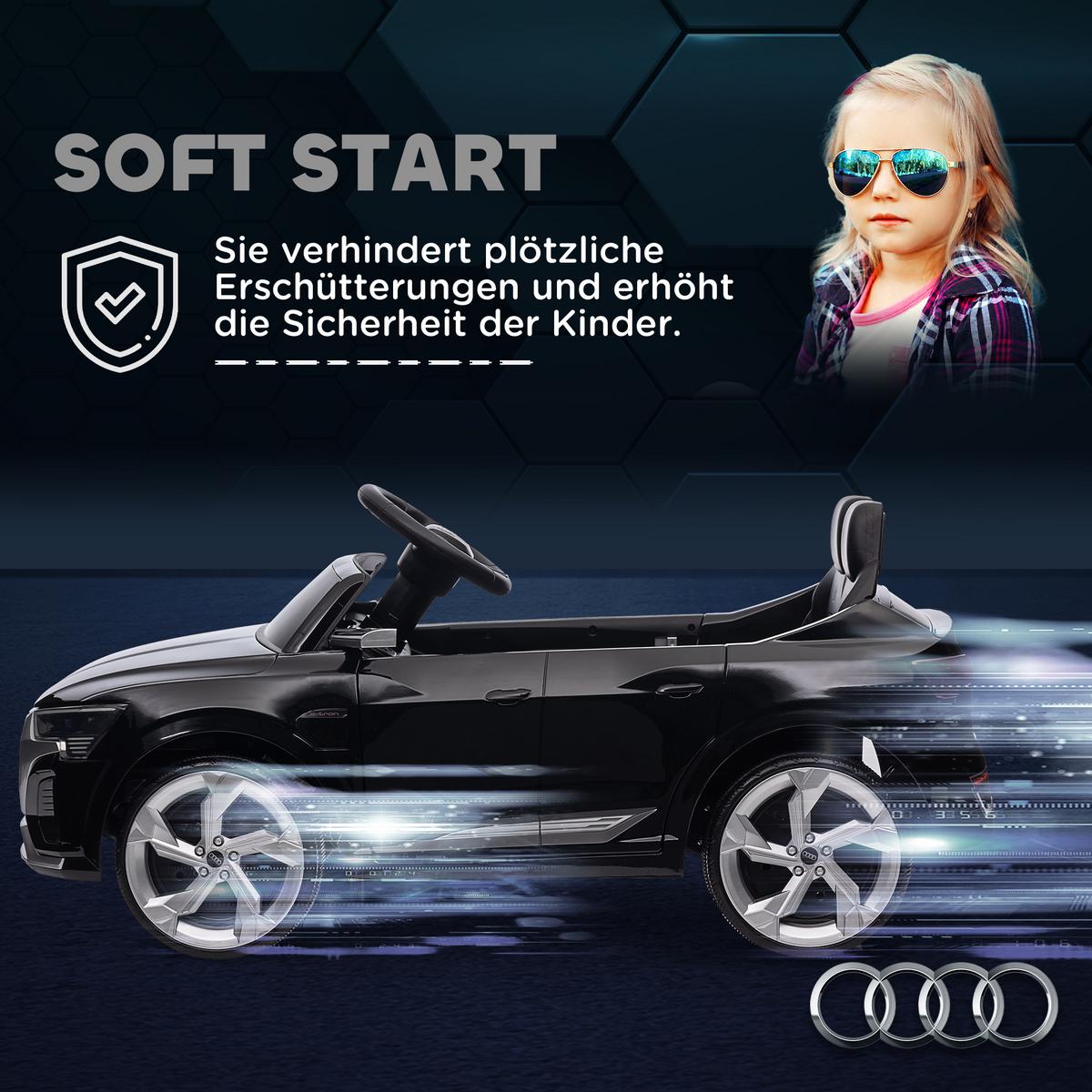 KINDER-ELEKTROAUTO mit Fernbedienung, MP3, Musik & Hupe - Schwarz, Kunststoff (98/49.5/43cm) - AIYAPLAY