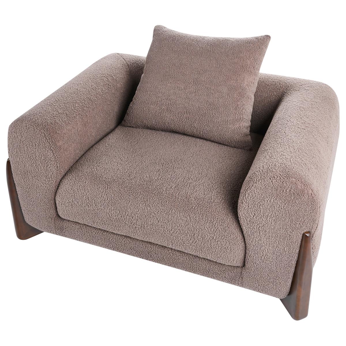 SESSEL Bouclé Braun Vinliden - Braun, Holz/Textil (118/62/87cm) - Beliani