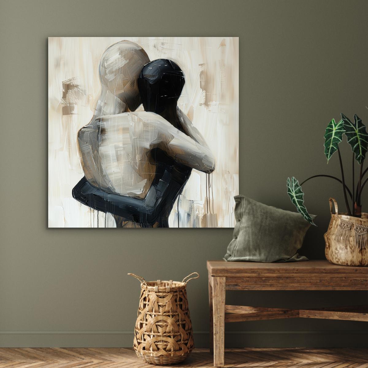 METALLBILD Abstrakt - Liebe - Schwarz und weiß - Modern 90x90 cm - Schwarz, Metall (90/90cm) - MuchoWow