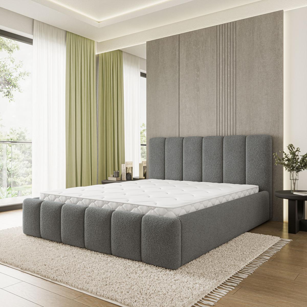 POLSTERBETT ATTORA Q 140x200 cm mit Bettkästen - Grau - Grau, Holz (140/200cm) - MASSENO