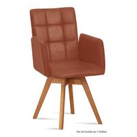 ARMLEHNSTUHL drehbar (2er-Set) Dorie 52x91x60 Eiche geölt/Cognac - Cognac/Eichefarben, Kunststoff (60/91/52cm) - 58aufmkessel