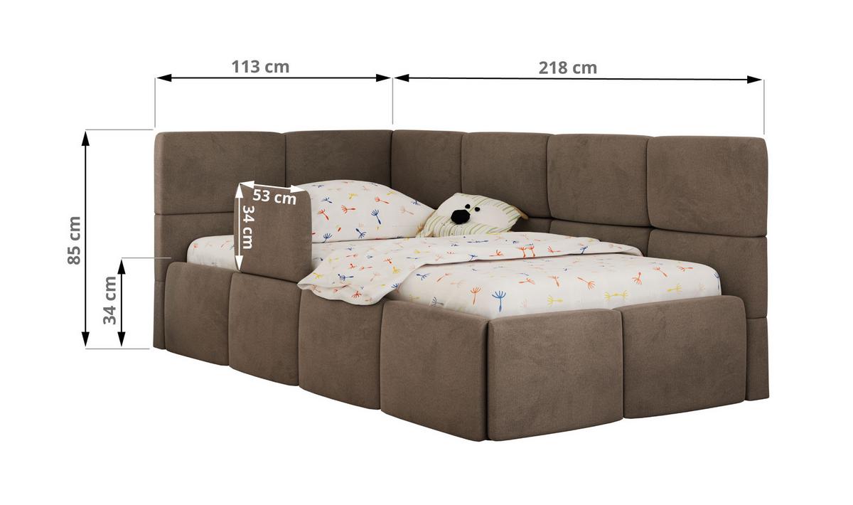 POLSTERBETT ARVO ALTA 90/200 - Braun Velvet - Multitaschenfederkernmatratze - Rechts - Braun, Textil (90/200cm) - MKS