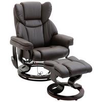 RELAXSESSEL Massagesessel mit Fußhocker Liegefunktion Braun 79 x 82 x 101 cm - Braun, Holz/Metall (82/101/79cm) - HOMCOM