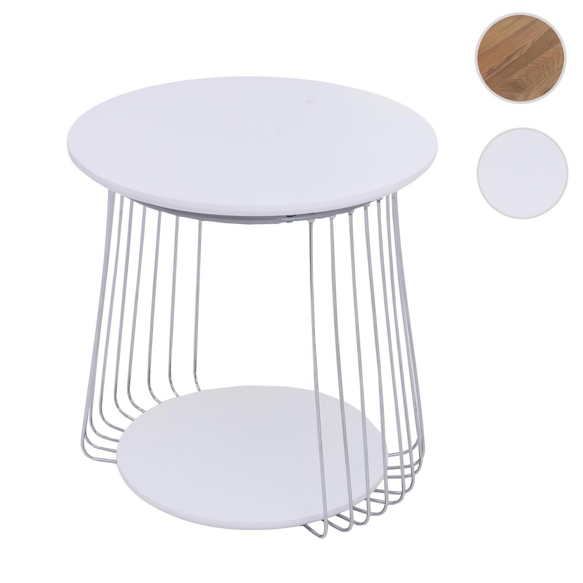COUCHTISCH rund Weiß, Silber - Silberfarben/Weiß, Holz (50/50/52cm) - MCW
