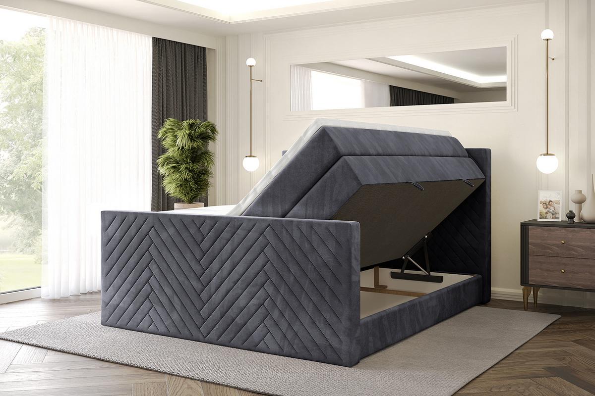 BOXSPRINGBETT mit Matratze und Lattenrost - VEXA-Z KING-120x200 - Dunkelgrau Casablanca - Dunkelgrau, Holzwerkstoff (120/200cm) - ALTDECOR