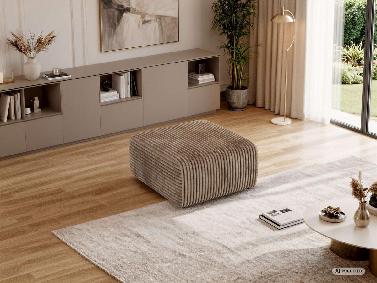POUF NESSARO - Braun Cord - Schwarz/Braun, Kunststoff/Textil (87/44/96cm) - MKS