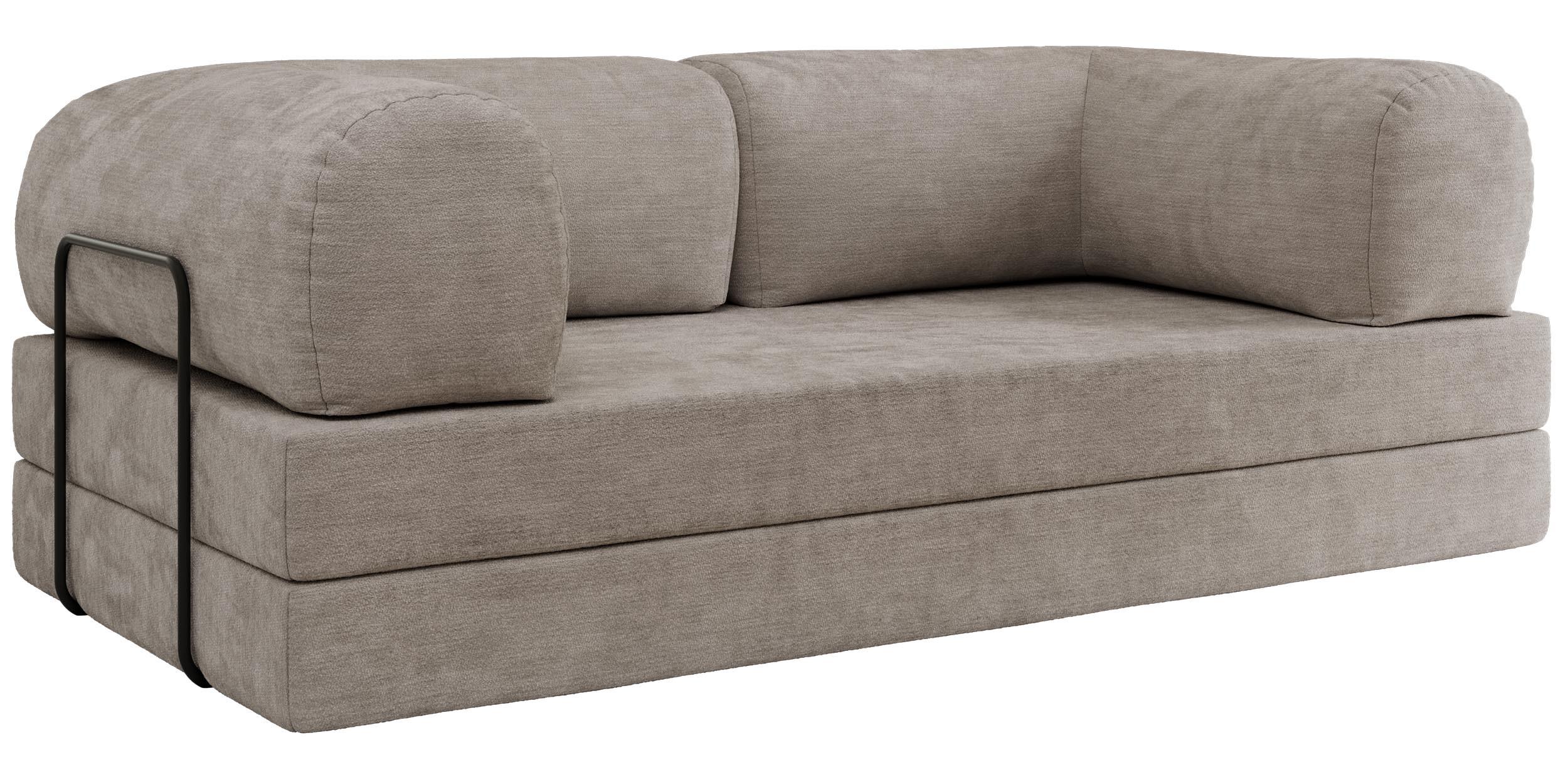 3-SITZER SOFA ORSETTO - Hellgrau Schenille glatt - Hellgrau/Schwarz, Textil/Metall (200/70/100cm) - MKS