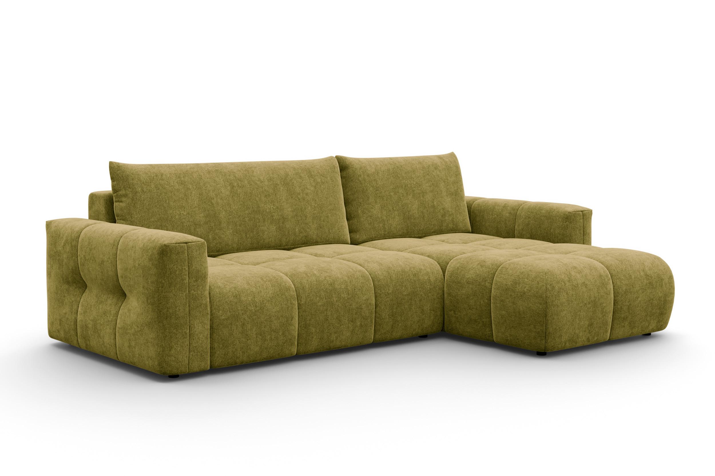 ECKSOFA VERONA 4-Sitzer rechts, Khaki - Schwarz/Grün, Holz/Textil (266/173cm) - Courtois Laville