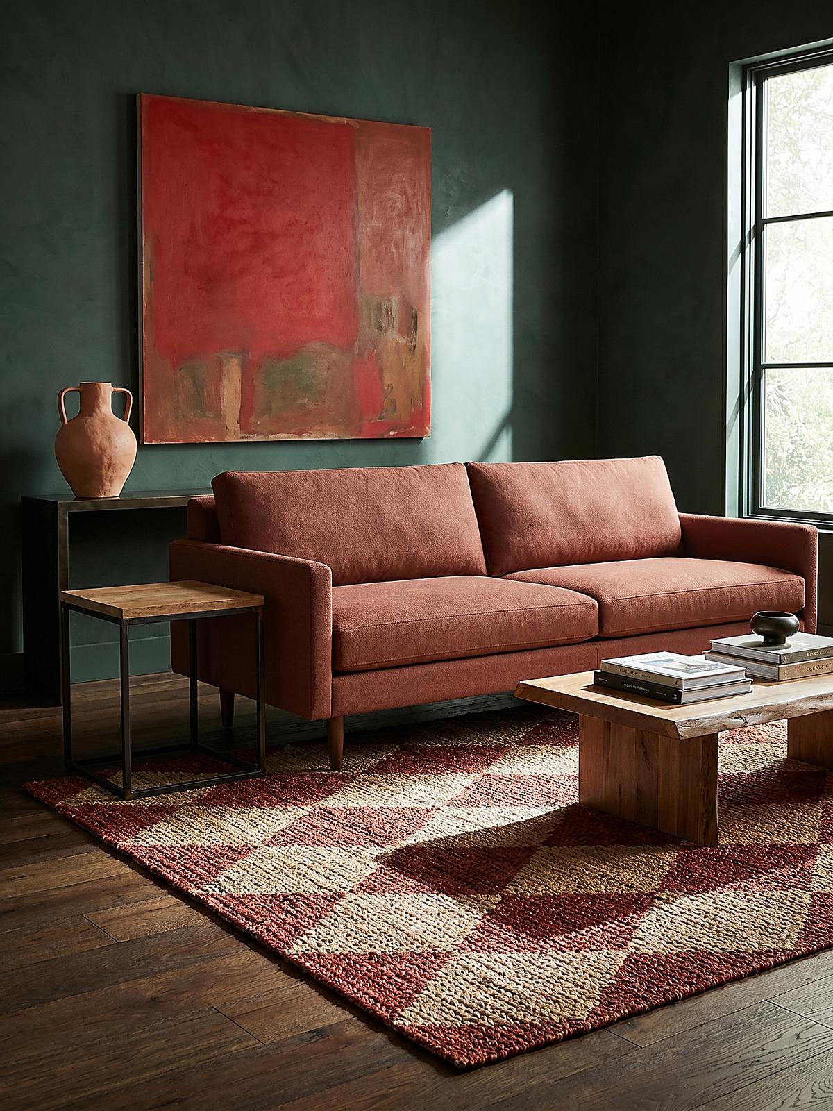 JUTETEPPICH BAIN, mit Rautenmuster, Terrakotta, 120 x 170 cm - Rot, Textil (170/120cm) - KADIMA DESIGN