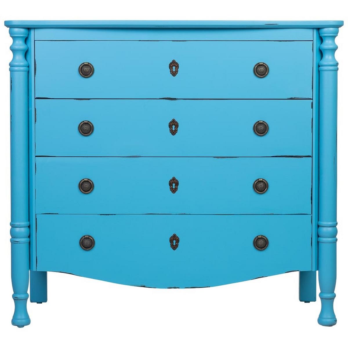 KOMMODE aus lackiertem Holz mit 4 Schubladen 100x40x90 cm - Blau, Holz (100/90/40cm) - Wanderlust