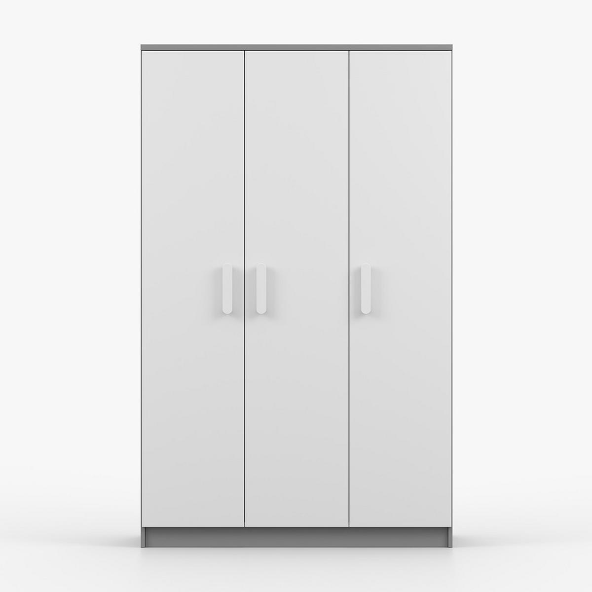 KLEIDERSCHRANK Jonas II 2D 19, 120/192/50, 3-türig, grau - Grau, Holzwerkstoff (120/194/50cm) - imoebel24