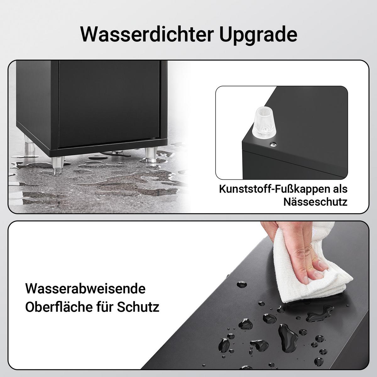 HOCHSCHRANK schmal, MDF (E1), 20x180x20cm, Schwarz - Silberfarben/Schwarz, Holzwerkstoff/Metall (20/180/20cm) - SoBuy