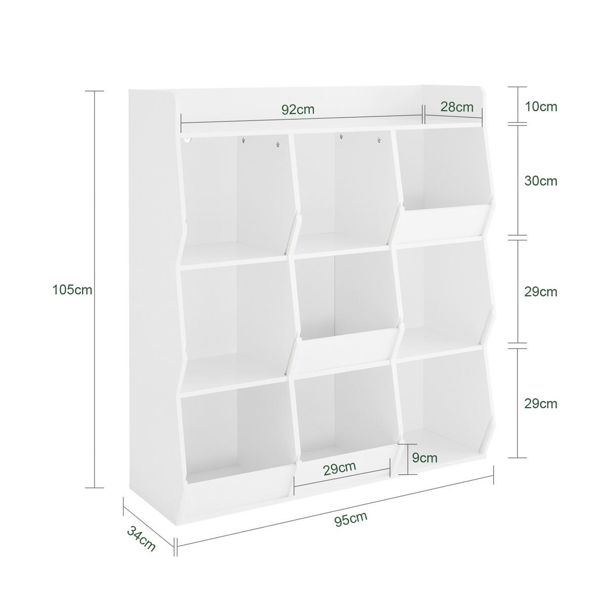 KINDERREGAL mit 9 offenen Fächern, 95x105x34cm, Weiß - Weiß, Holzwerkstoff (95/105/34cm) - SoBuy