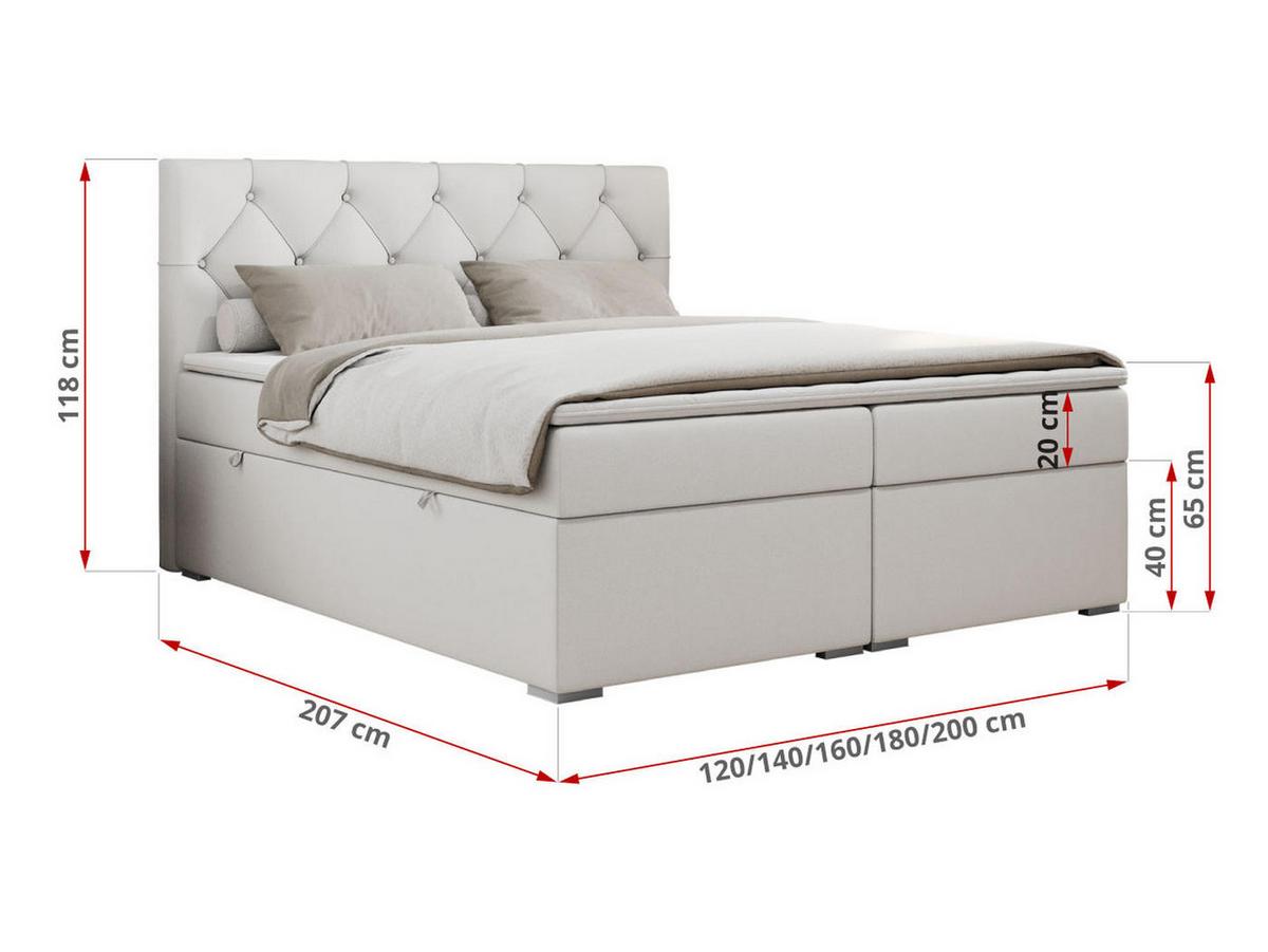 BOXBETT ALDA 140/200 Weiß Kunstleder - H3 - Weiß, Holz/Textil (140/200cm) - MKS