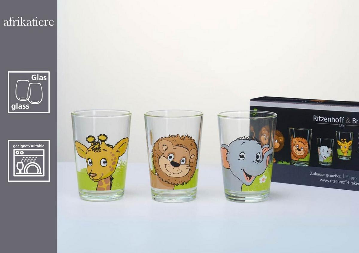 KINDERGLÄSER Hof- und Dschungeltiere bunt 205 ml 6-tlg. - Multicolor, Glas (0.205L) - Ritzenhoff Breker