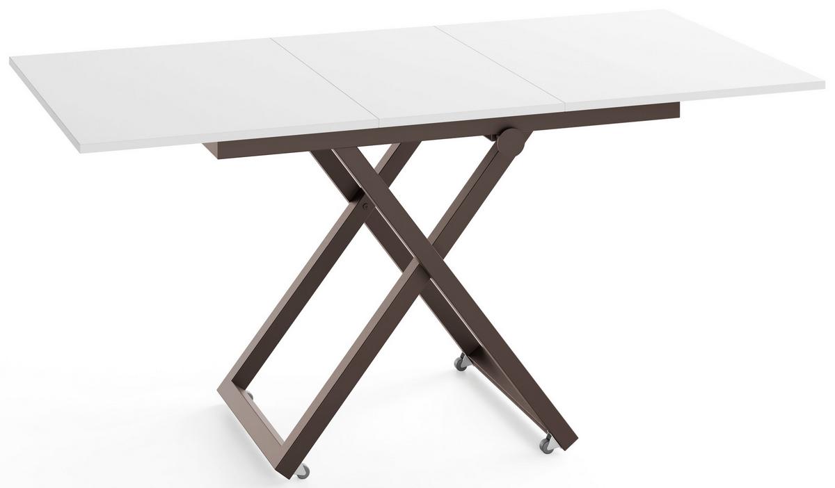 COUCHTISCH Axen höhenverstellbar ausziehbar, Weiß 120-160/80/38-75 cm - Weiß/Braun, Holzwerkstoff/Metall (80/160/75cm) - WFL GROUP