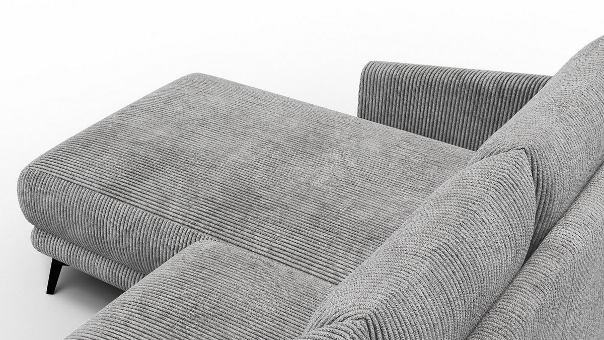 ECKSOFA VILT 3-Sitzer, hellgrau - Hellgrau/Schwarz, Holzwerkstoff/Textil (221/156cm) - Wozimo