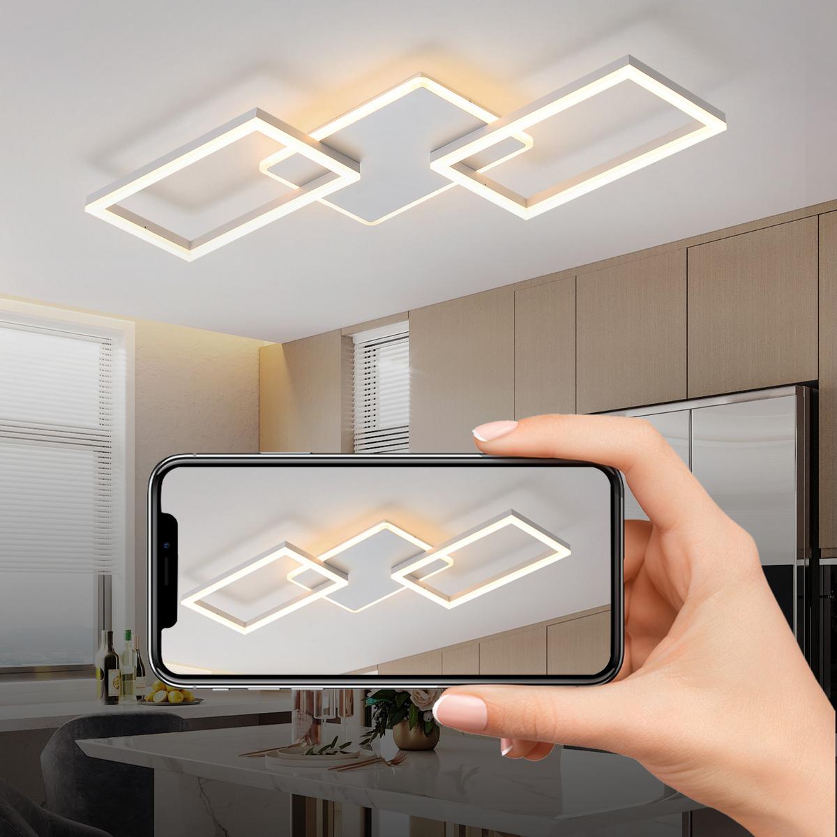 LED-DECKENLEUCHTE Nikok 80/45/7 cm - Weiß, Metall (80/45/7cm) - ZMH