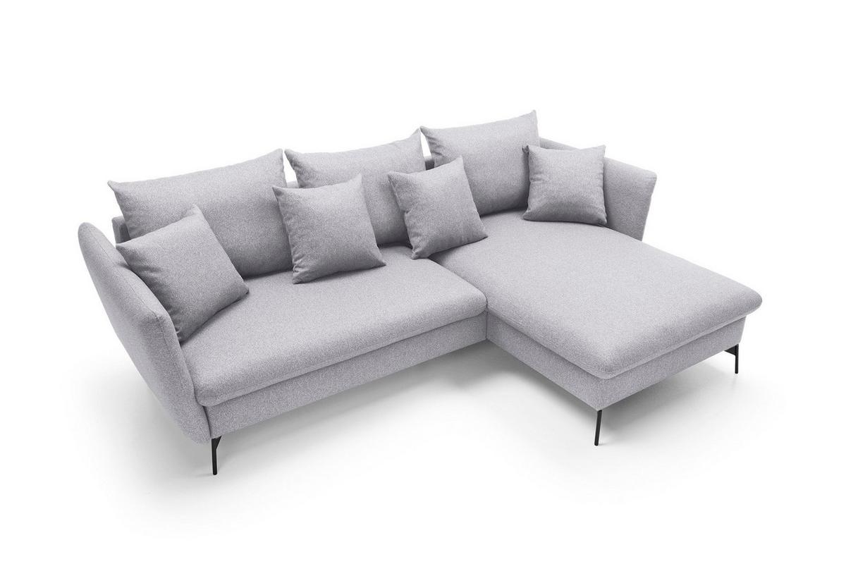 ECKSOFA FERRO Grau Geflochtener Stoff mit Schlaffunktion - Grau, Holz (258/167cm) - MASSENO