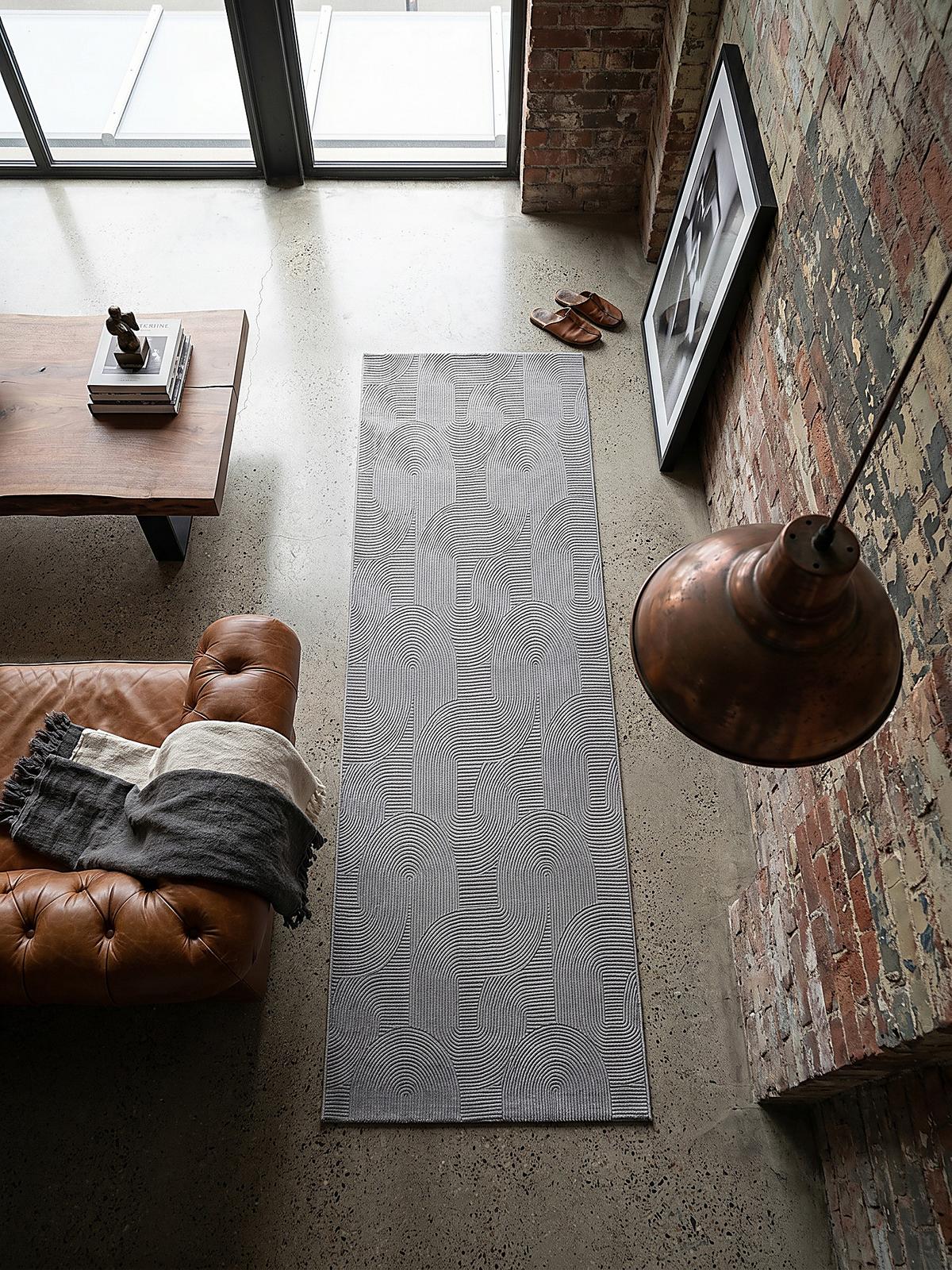 TEPPICHLÄUFER Antirutsch Geometrisch DALAR Polypropylen Grau 80 x 150 cm - Grau, Textil (80/150cm) - KADIMA DESIGN