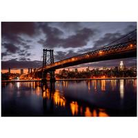 FOTOTAPETE Brücke Stadt Blau 350x250 cm - Multicolor, Papier (350/250cm) - Wallarena