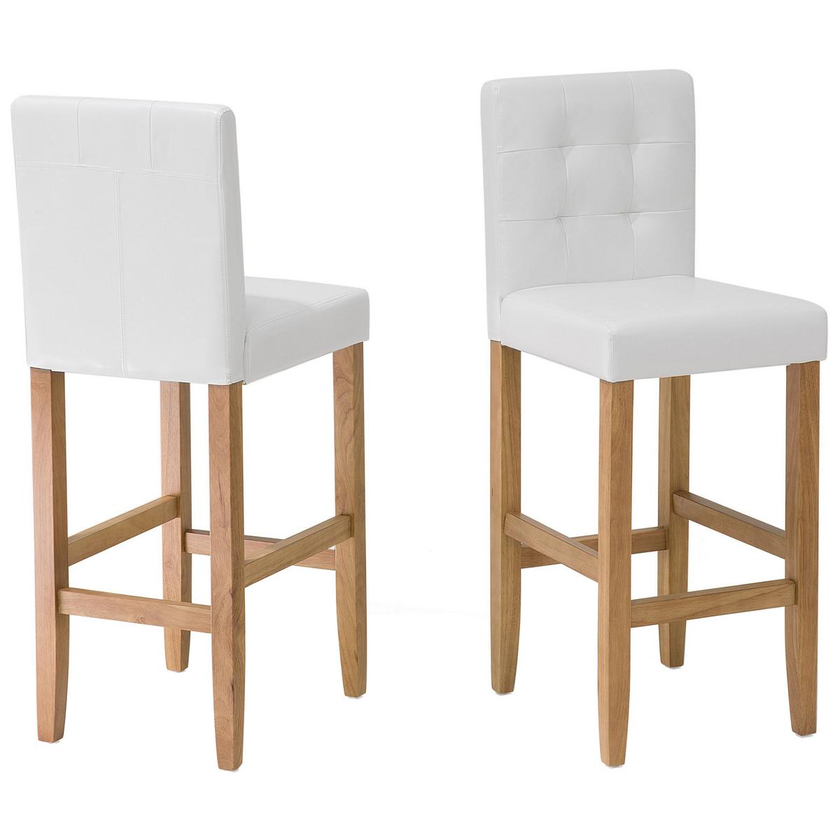 BARSTUHL 2er-Set Kunstleder Weiß Madison - Weiß, Holz/Textil (45/110/58cm) - Beliani