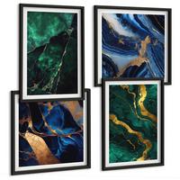 BILDER SET 4er Set - 50x50 cm & 40x60 cm Schwarzer Rahmen - Elegante Muster auf Steinen - Schwarz, Kunststoff (50/50cm) - TULUP