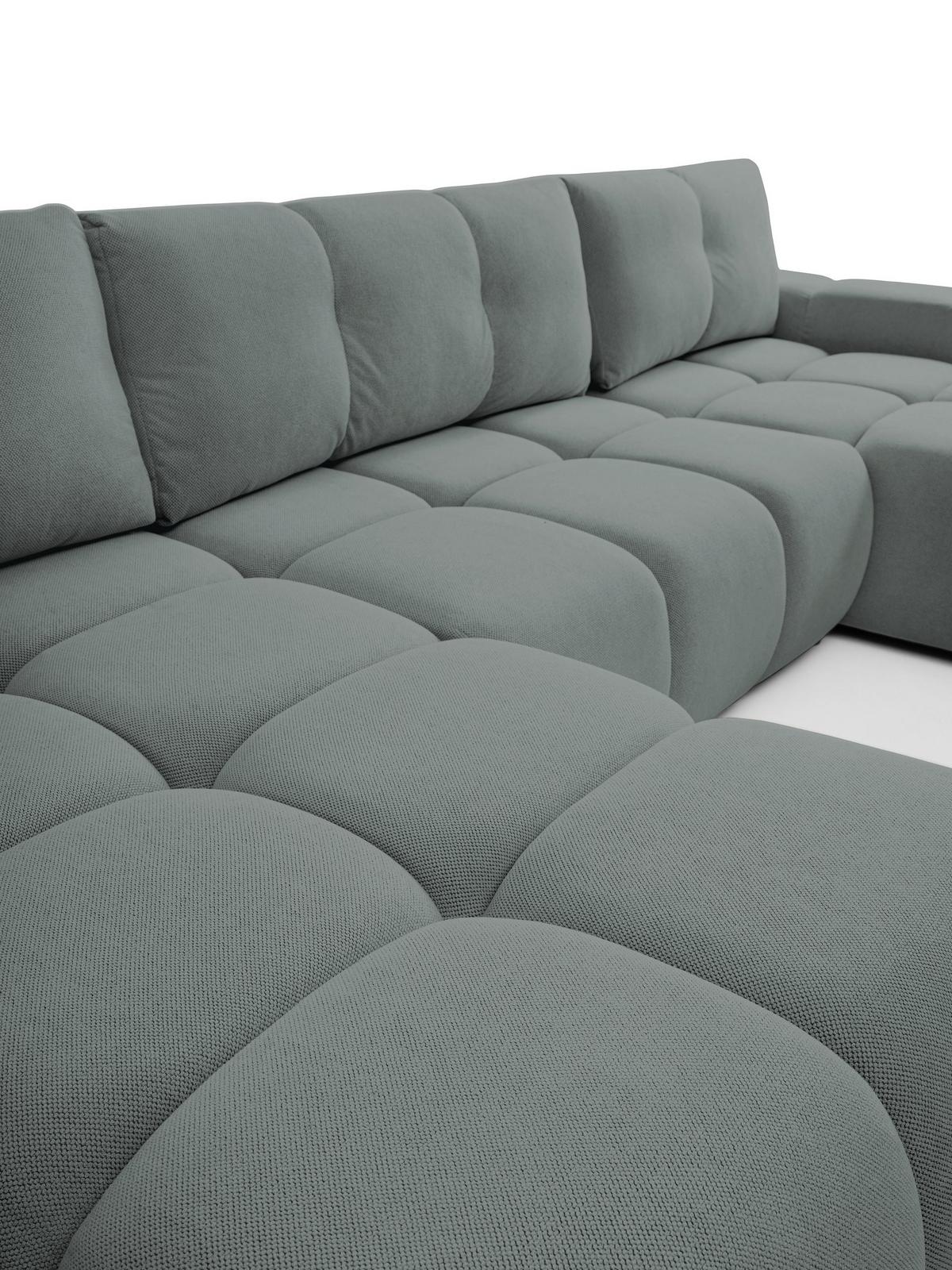 WOHNLANDSCHAFT DUCA U Grau Jersey mit Schlaffunktion - Grau, Holz (359/88/177cm) - MASSENO