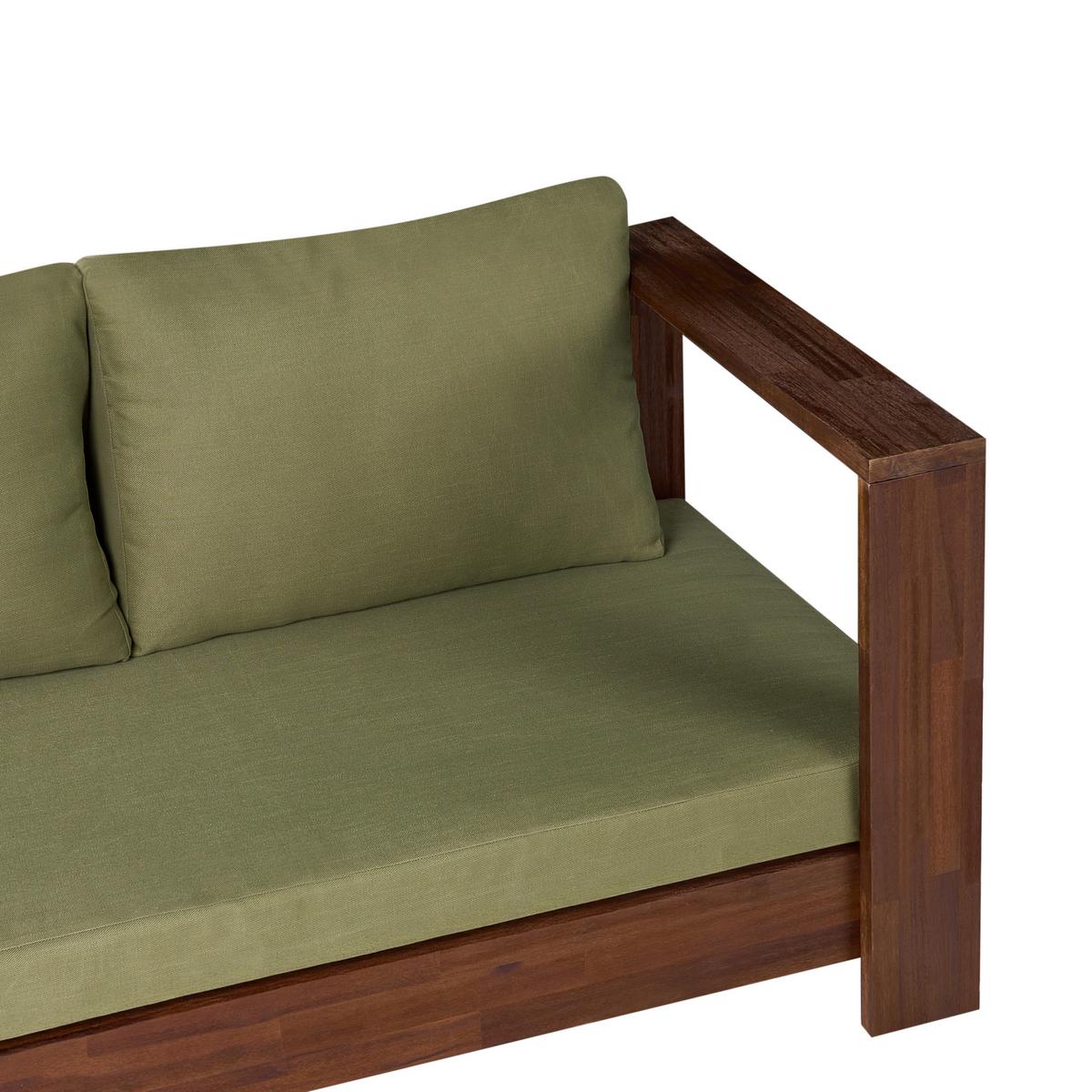 GARTENECKSOFA 5-Sitzer zertifiziertes Akazienholz linksseitig Grün Marettimo - Braun/Grün, Holz (225/64/212cm) - Beliani
