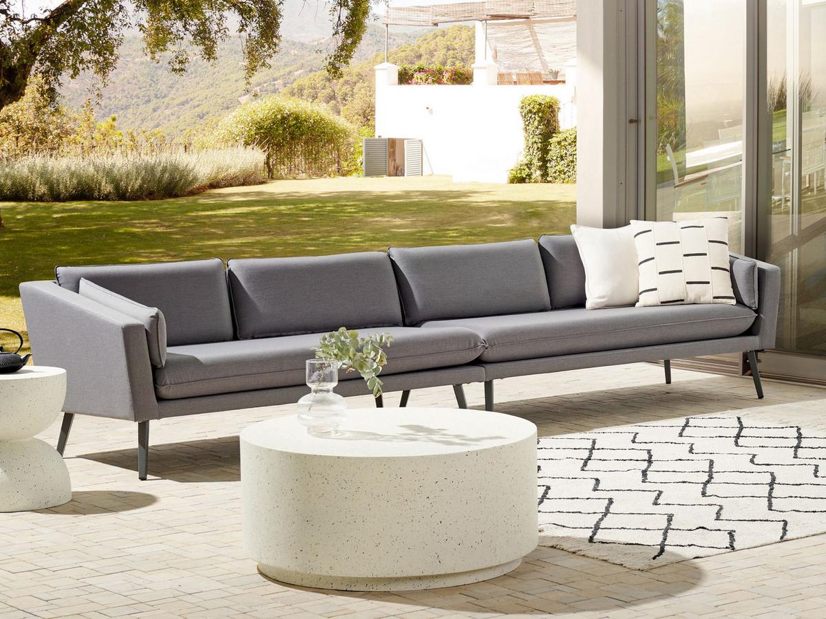 GARTENSOFA 4-Sitzer grau modular Loretello - Grau, Textil (320/70/76cm) - Beliani