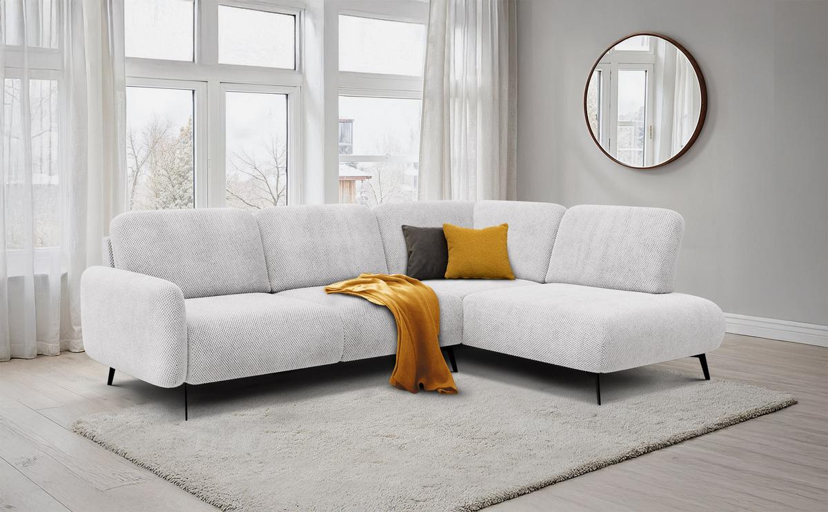 ECKSOFA FEBE 5-Sitzer rechts, creme - Creme/Schwarz, Holz/Textil (271/190cm) - Wozimo