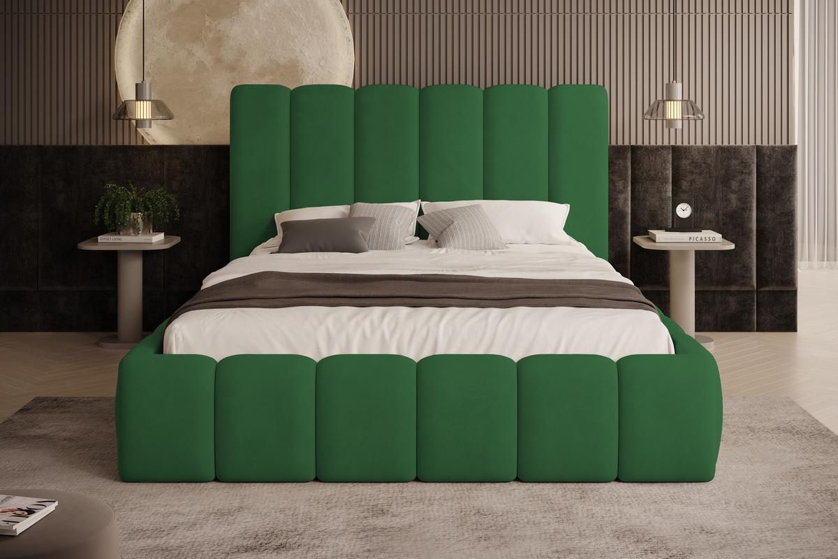 POLSTERBETT Vilo 180x200 mit Bettkasten und Stabilem Metallgestell - Grün, Textil (180/200cm) - Storez24