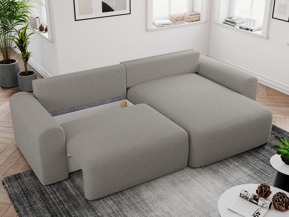 ECKSOFA NELSON Grau Boucle - Schwarz/Grau, Kunststoff/Textil (274/152cm) - MKS