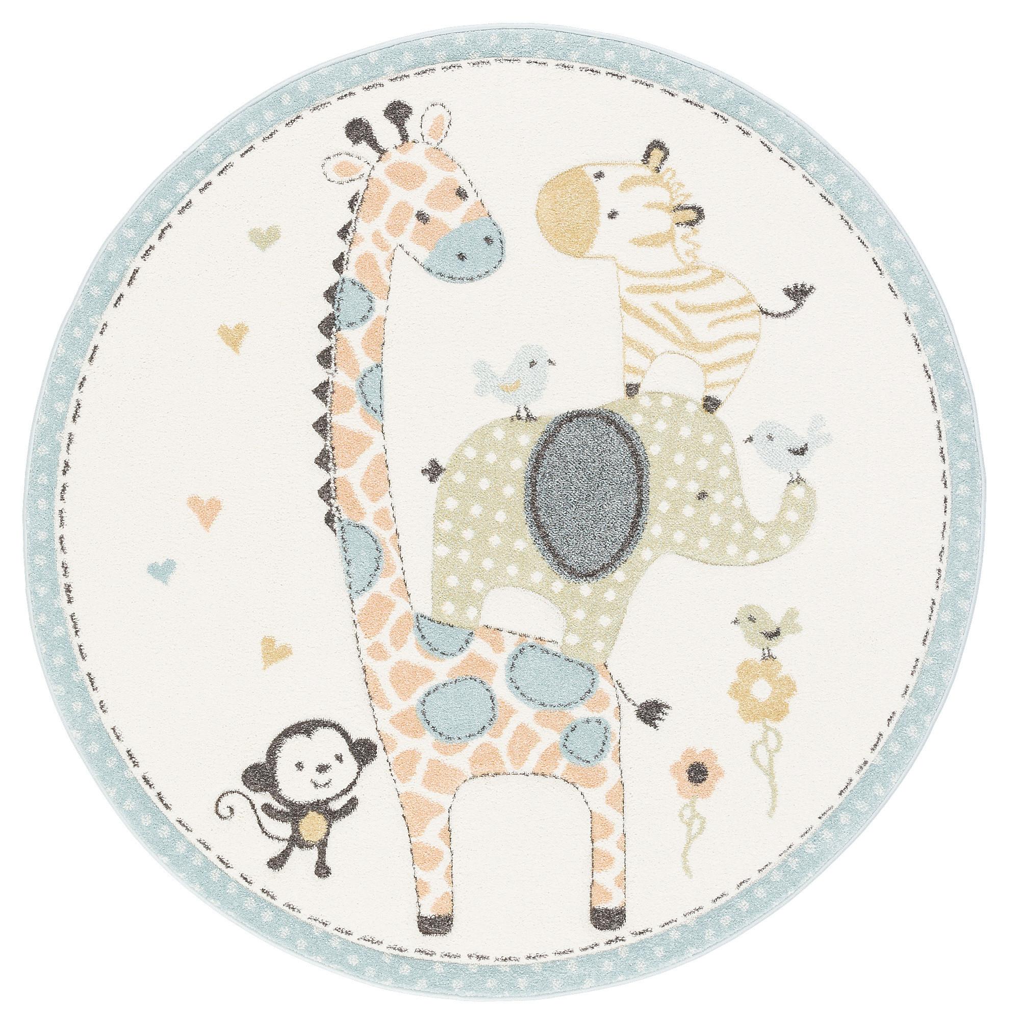 KINDER TEPPICH MAUI KIDS SAFARI TIERE BUNT RUND - Multicolor, Textil (120/120cm) - Pergamon