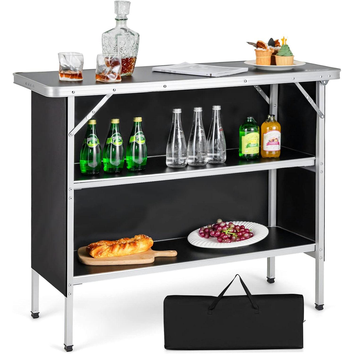 CAMPINGSCHRANK Schwarz - Schwarz, Holzwerkstoff (38/110/88cm) - COSTWAY