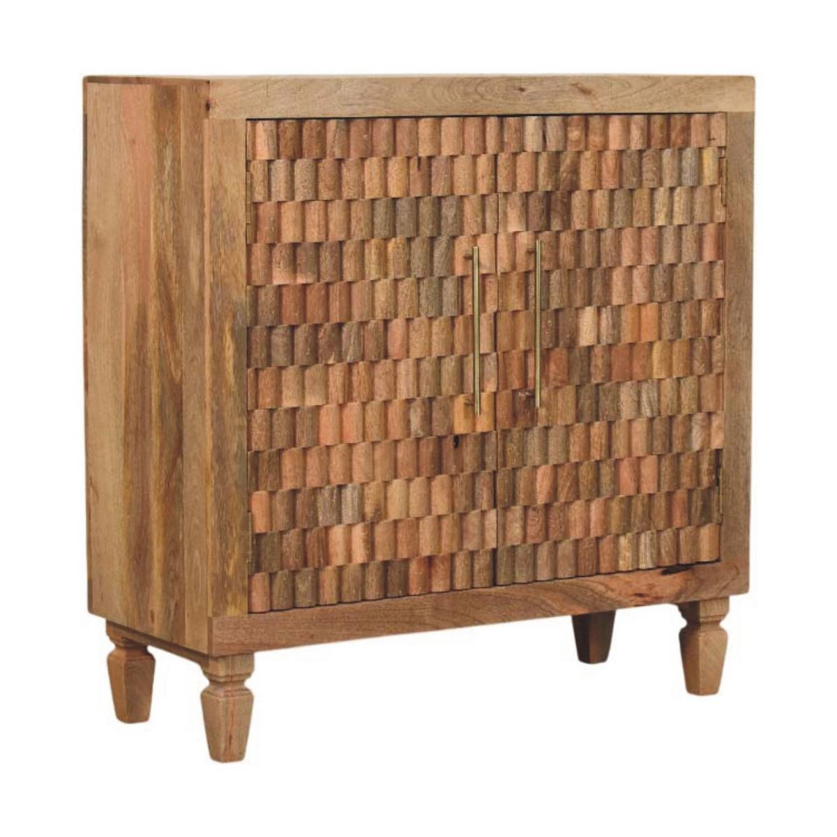 SCHRANK Marbella, 2 Türen und 2 Regale, Hellbraun - Beige/Messingfarben, Holz/Metall (85/86/35cm) - Artisan Furniture