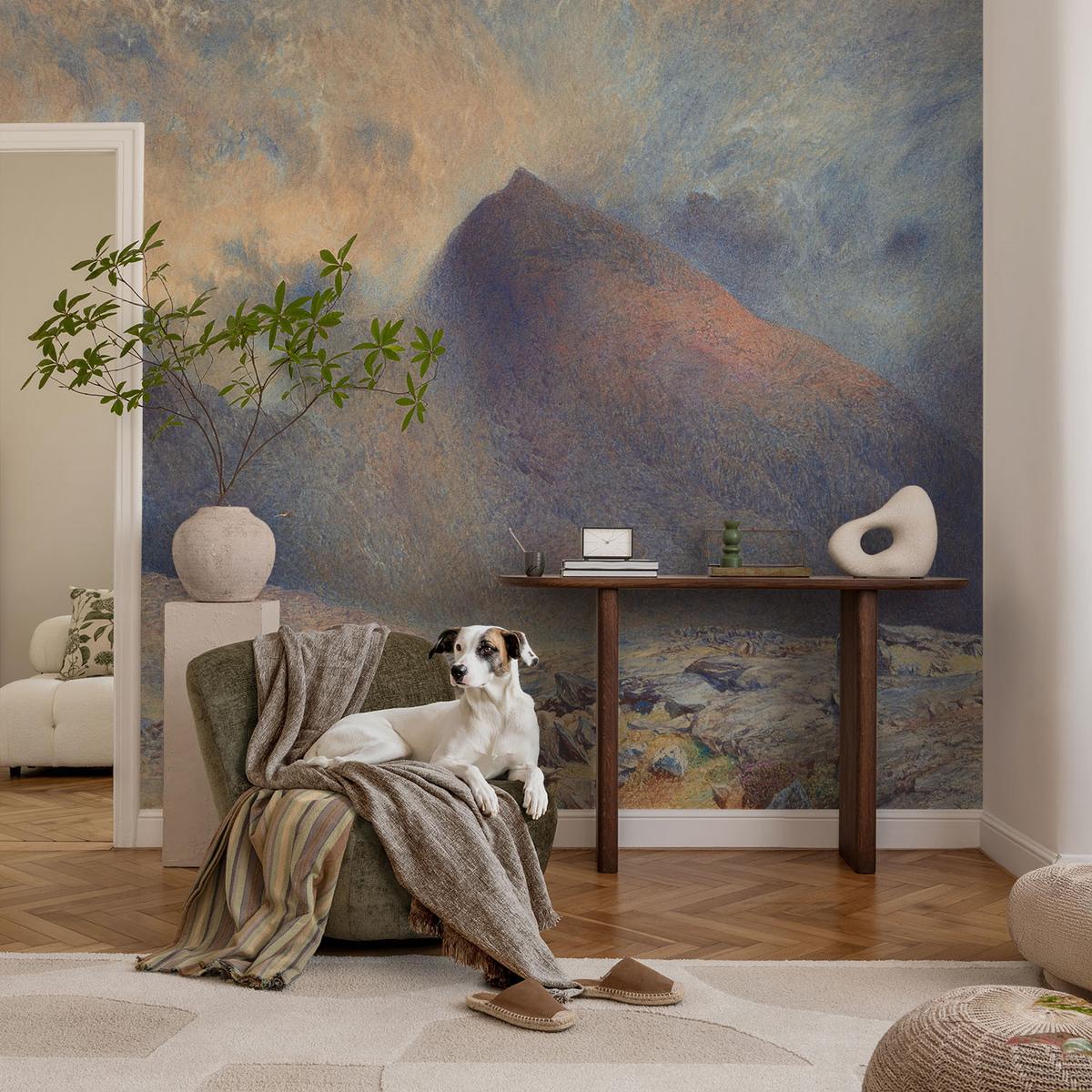 FOTOTAPETE 208x146 cm - Berglandschaft - Schwarz, Textil (208/146cm) - Wallfluent
