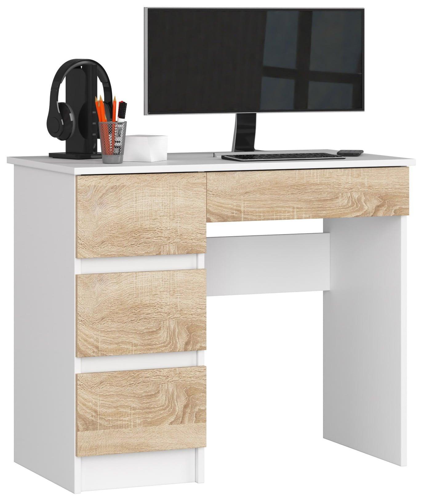 SCHREIBTISCH Weiß, Eiche Sonoma 77/90/50 - Weiß, Holzwerkstoff (124/85/77cm) - RAUMHIRSCH FURNITURE