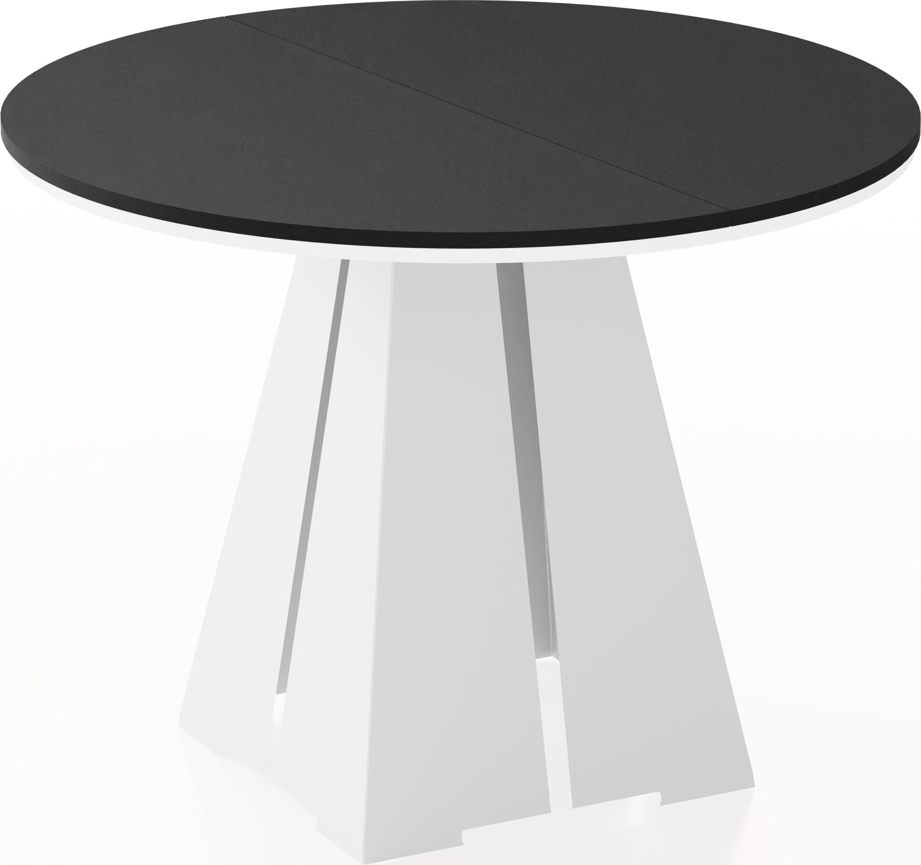 ESSTISCH Kova runder ausziehbarer, Schwarz 120-200/120/76 cm - Schwarz/Weiß, Holzwerkstoff/Metall (120/196/76cm) - WFL GROUP