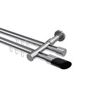 GARDINENSTANGE INNENLAUF Prestige Verano 400 cm (geteilt in 2 x 200 cm), 2-läufig, 20 mm Ø Chrom - Chromfarben/Schwarz, Metall (400cm) - INTERDECO
