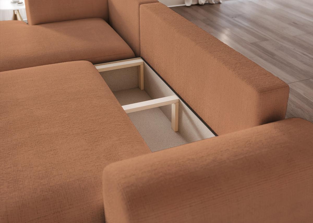 ECKSOFA BLOOM Links mit Schlaffunktion und Bettkasten Orange - Orange, Kunststoff/Textil (263/150cm) - Idohome