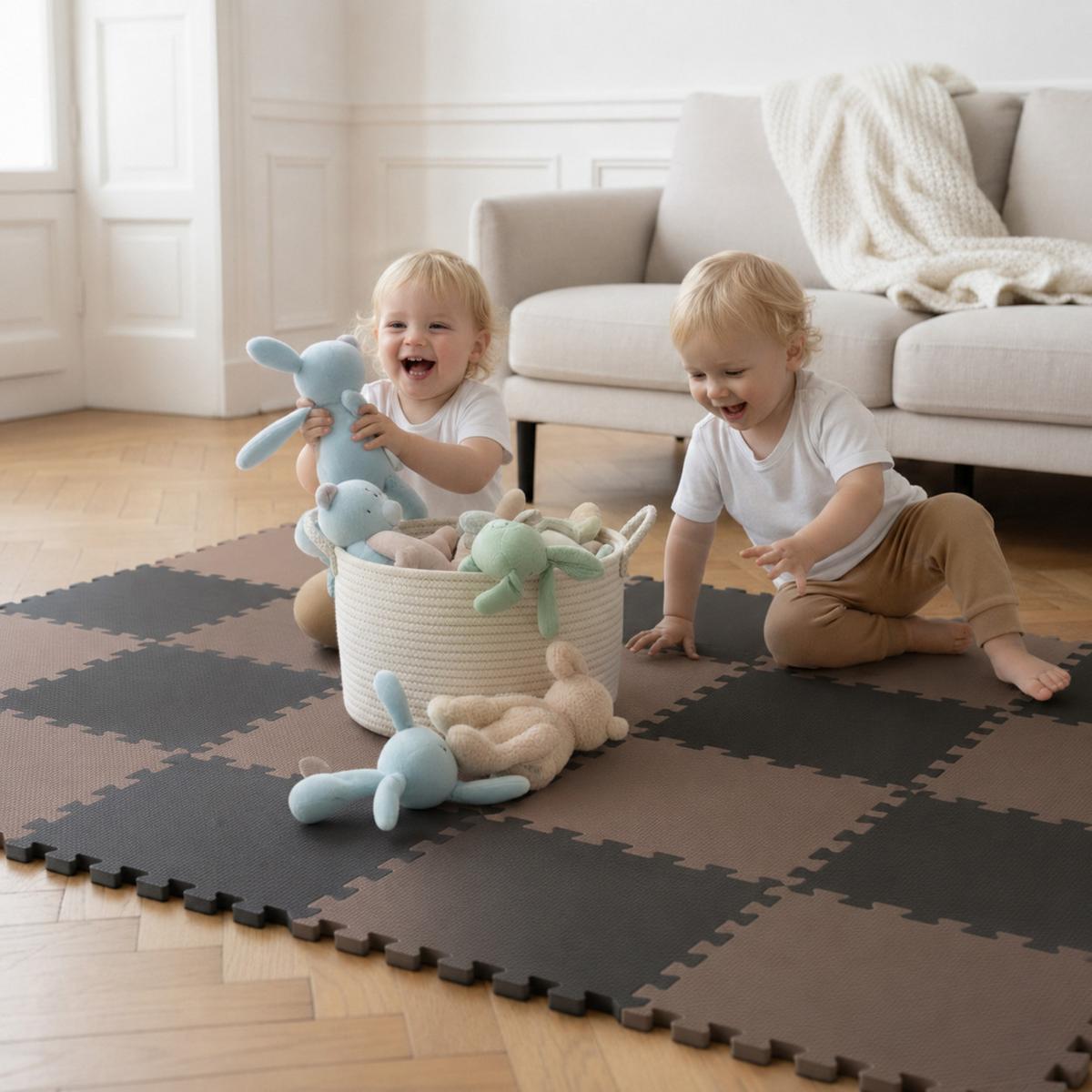 SPIELMATTE ab Null - 180/90 cm Puzzlematte Schwarz - Multicolor, Kunststoff (30/30cm) - Littletom
