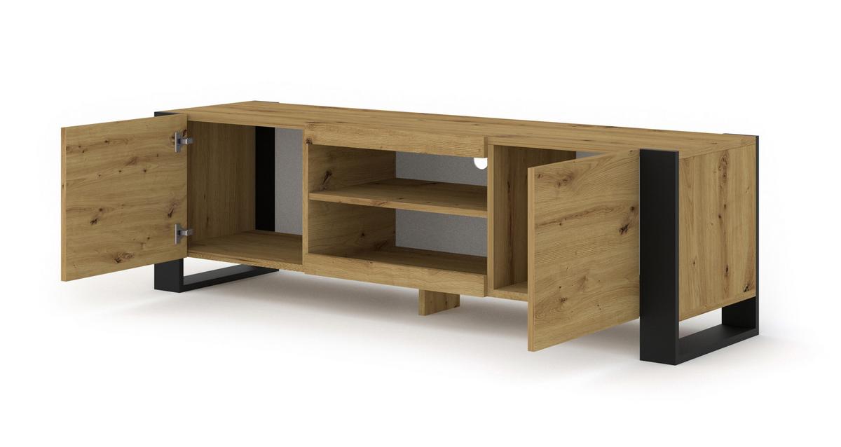 TV LOWBOARD Artisan, Schwarz 158/47/40 - Schwarz, Holzwerkstoff (158/47/40cm) - RAUMHIRSCH FURNITURE