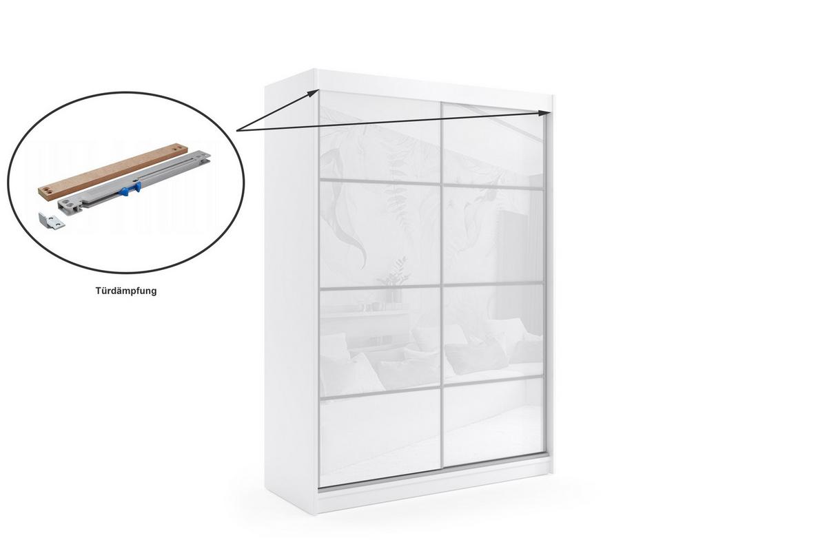 KLEIDERSCHRANK mit Lacobel-Schiebetüren und Aluminium-Leisten - VIVONA - 120 cm Schwarz - Schwarz, Holzwerkstoff (180/216/61cm) - ALTDECOR