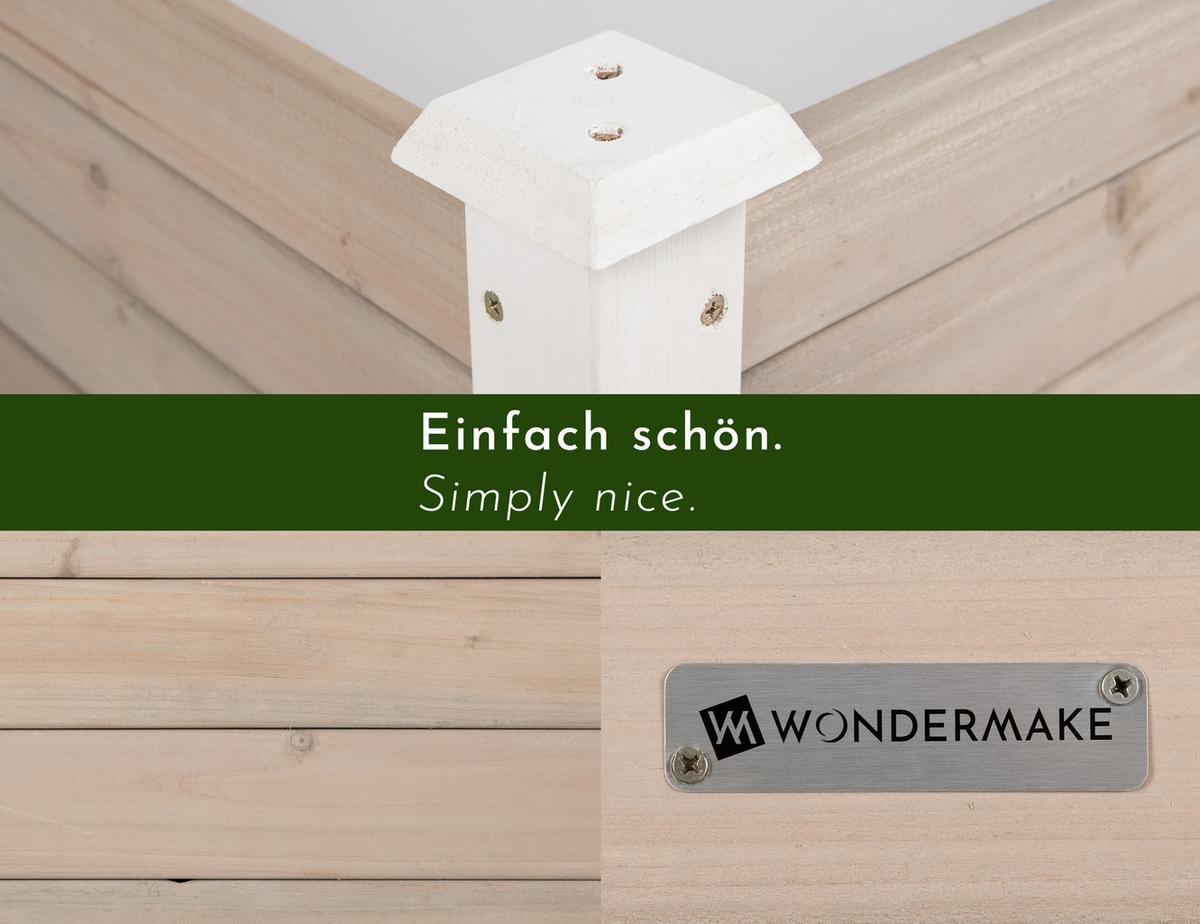 HOCHBEET-UMRANDUNG aus Holz für Garten, quadratisch - Weiß, Holz (120/26.5/120cm) - WONDERMAKE