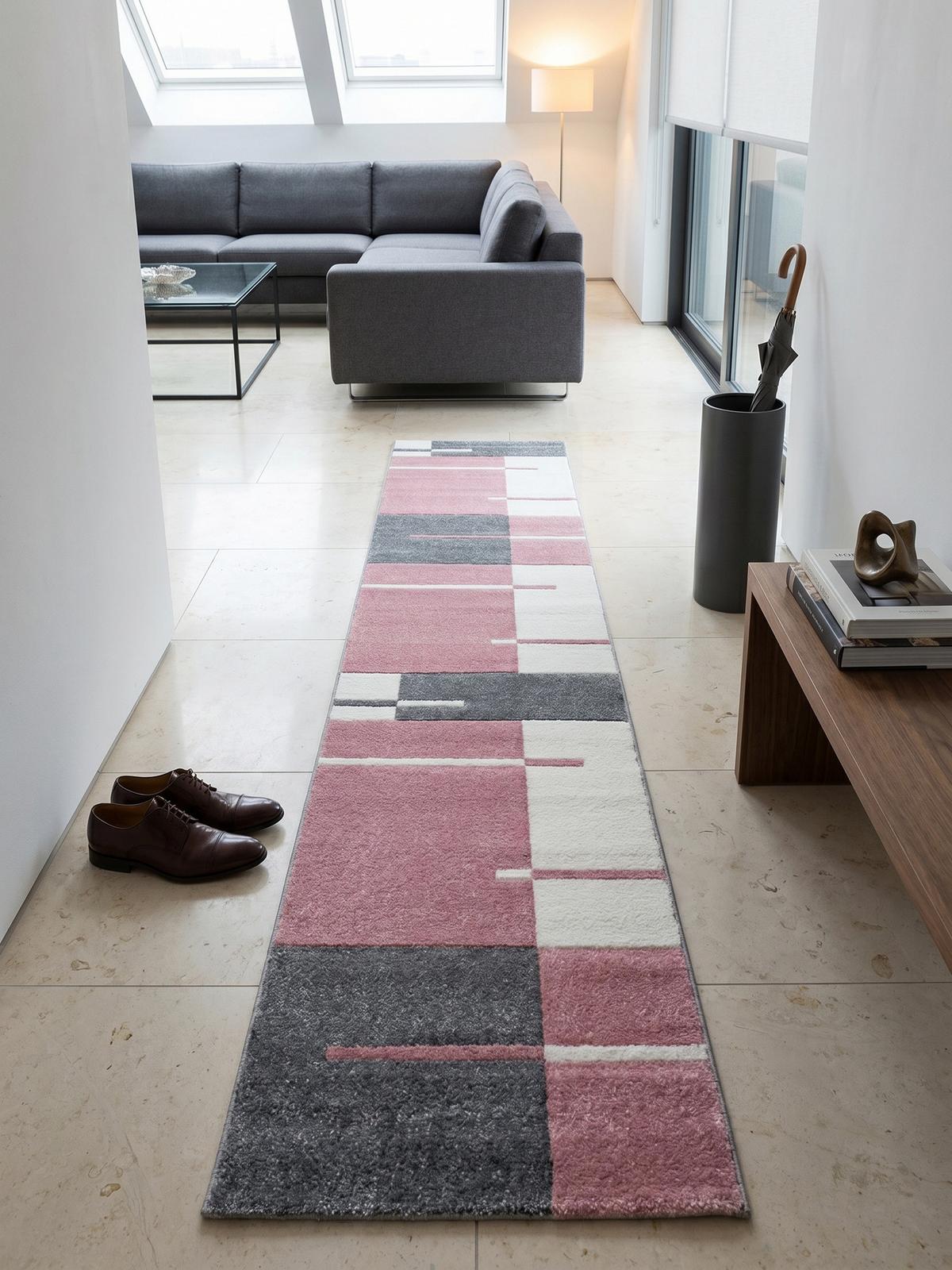 KURZFLORTEPPICH LATEMAR, kariert, Rosa, 80 x 300 cm - Rosa, Textil (300/80cm) - KADIMA DESIGN
