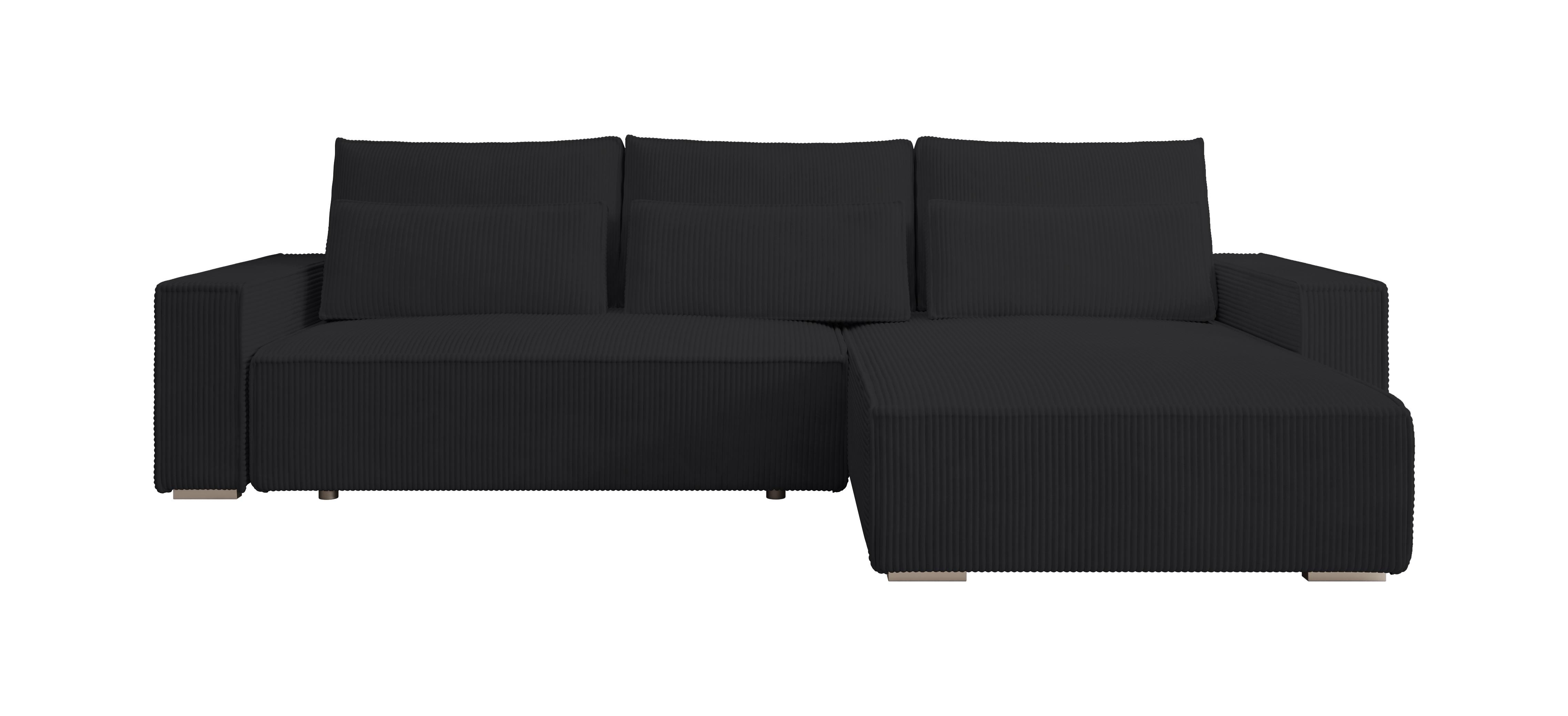 ECKSOFA Alice mit Bettkasten und Schlaffunktion, Cordstoff in L-Form - Schwarz, Textil (289/184cm)