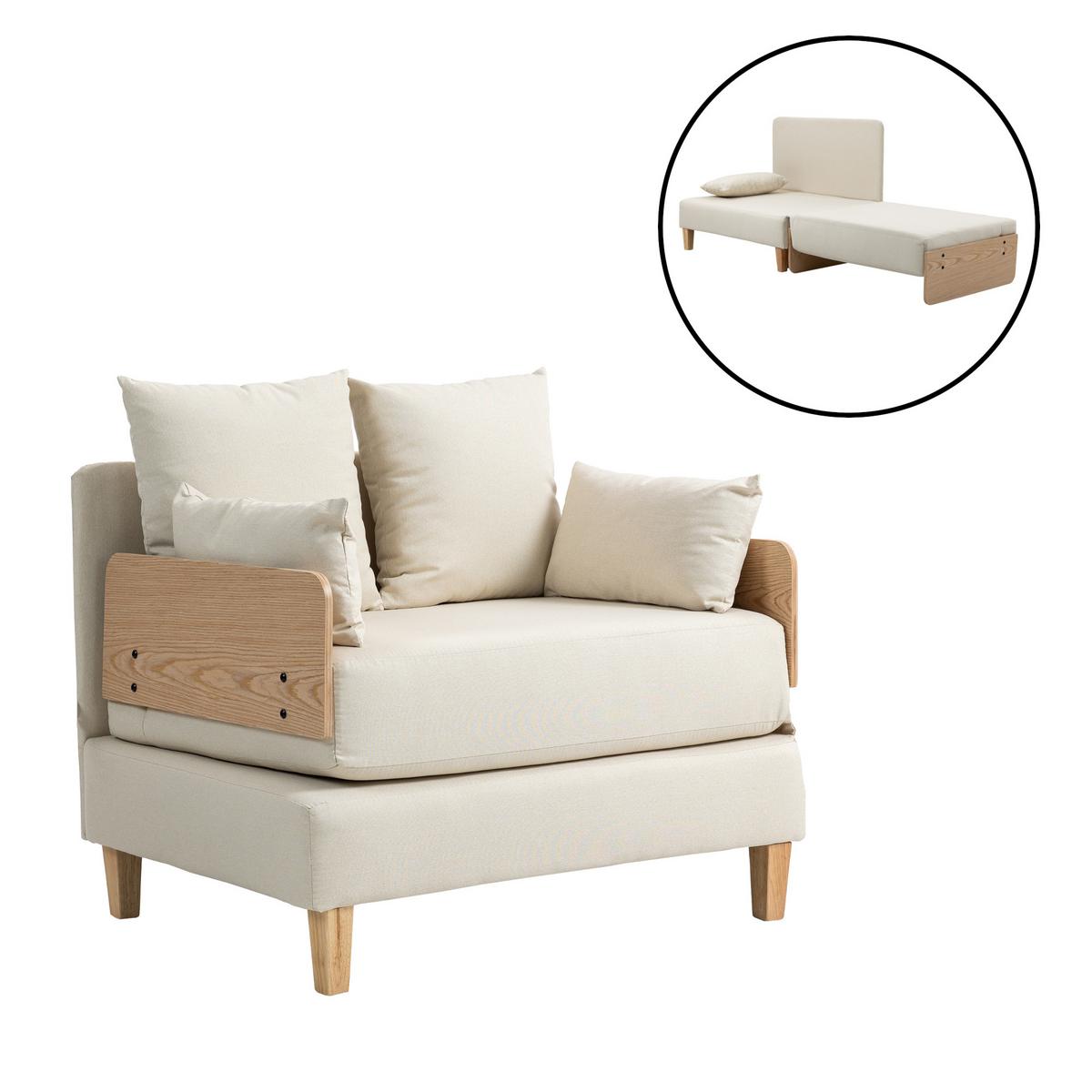 SCHLAFSOFA Seinlus - Beige, Holz/Holzwerkstoff (88/47/68cm) - [en.casa]