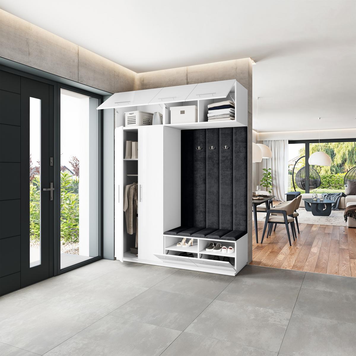 GARDEROBENSCHRANK REMA 180/240/60 cm Modern Weiß - Schwarz/Weiß, Holzwerkstoff (180/240/60cm) - MASSENO